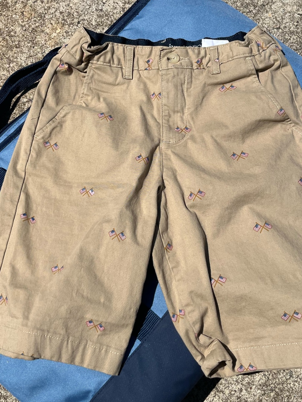 crown & ivy Khaki Embroidered Flag MShorts